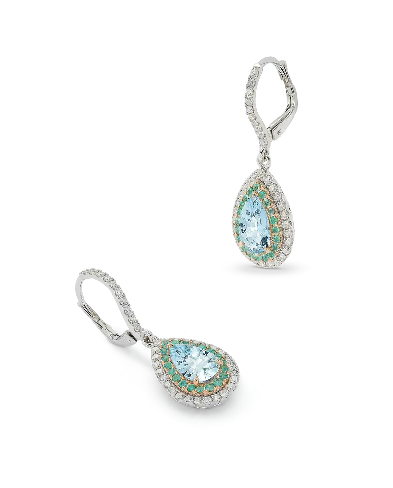 Pendientes Gerais aguamarinas, turmalinas y diamantes, oro blanco