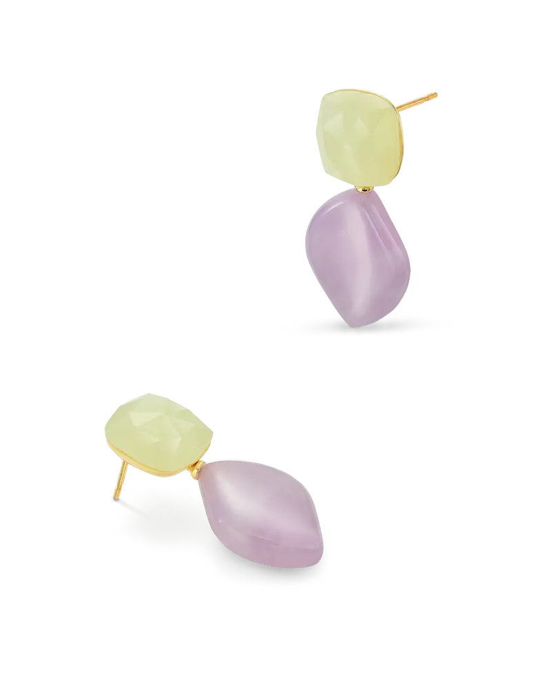 Pendientes Grasse amatista y jade, plata dorada