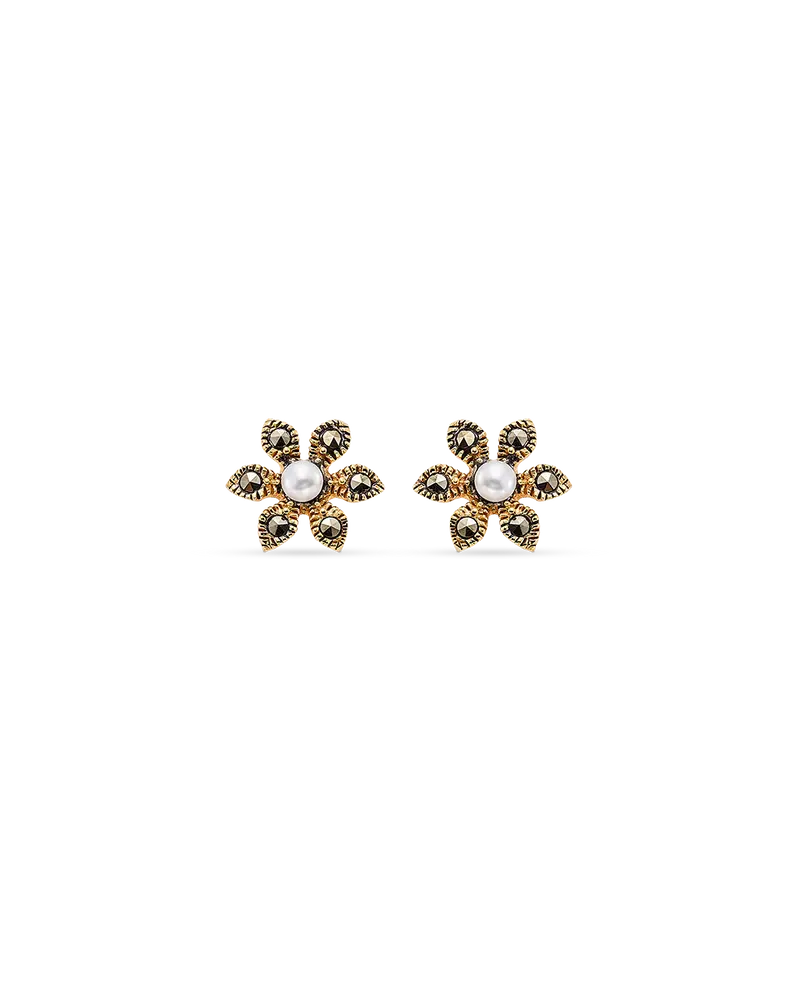 Pendientes Handel marcasitas, plata dorada