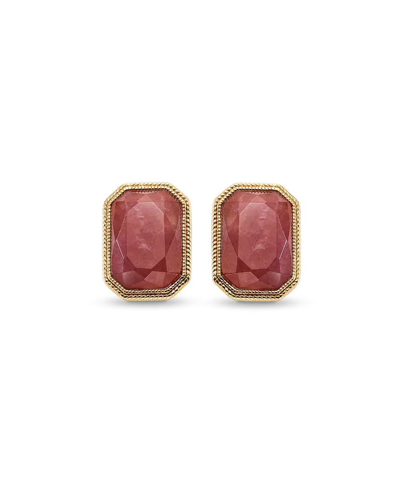 Pendientes Hill cuarzo rojo, plata dorada