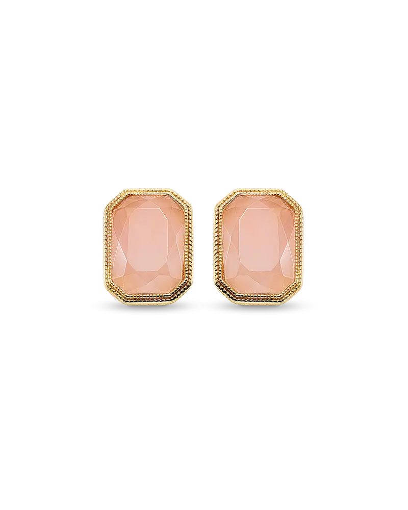 Pendientes Hill cuarzo rosa, plata dorada