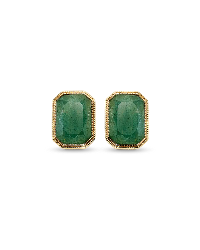 Pendientes Hill cuarzo verde, plata dorada