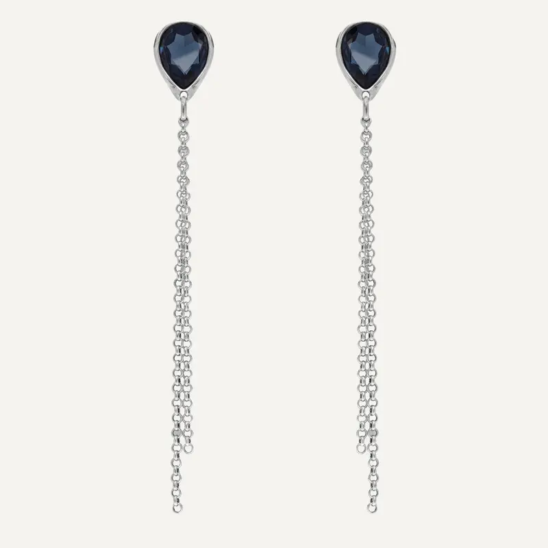 Pendientes largos beam montana azul noche cristal Swarovski - Vidda jewelry