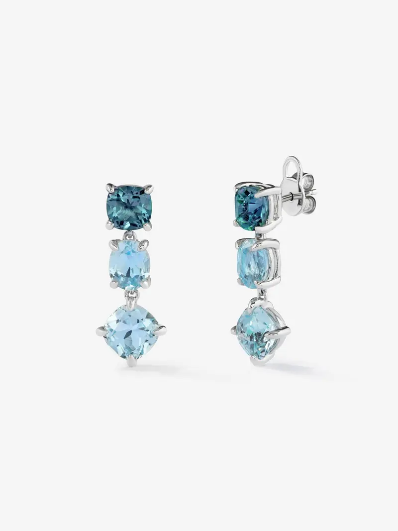 Pendientes largos de plata 925 de topacios