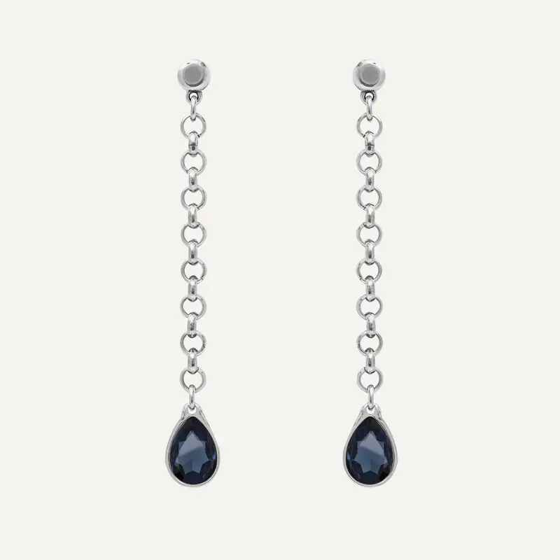 Pendientes largos gota montana azul noche cristal Swarovski - Vidda jewelry