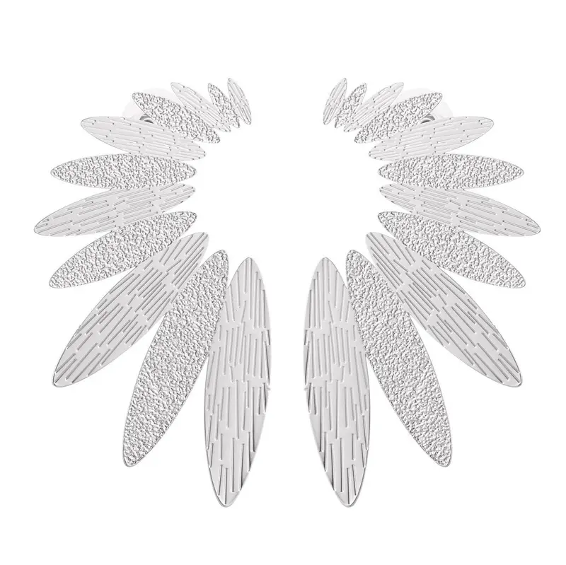 Pendientes largos hojas aladas plata