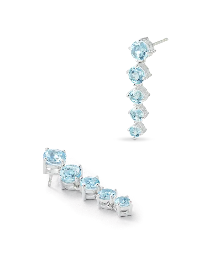 Pendientes Line topacio azul, plata