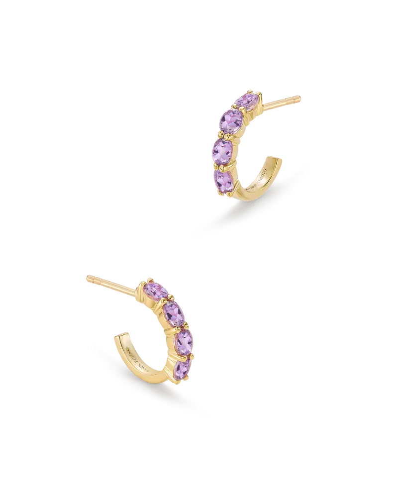 Pendientes Linen amatista, plata dorada