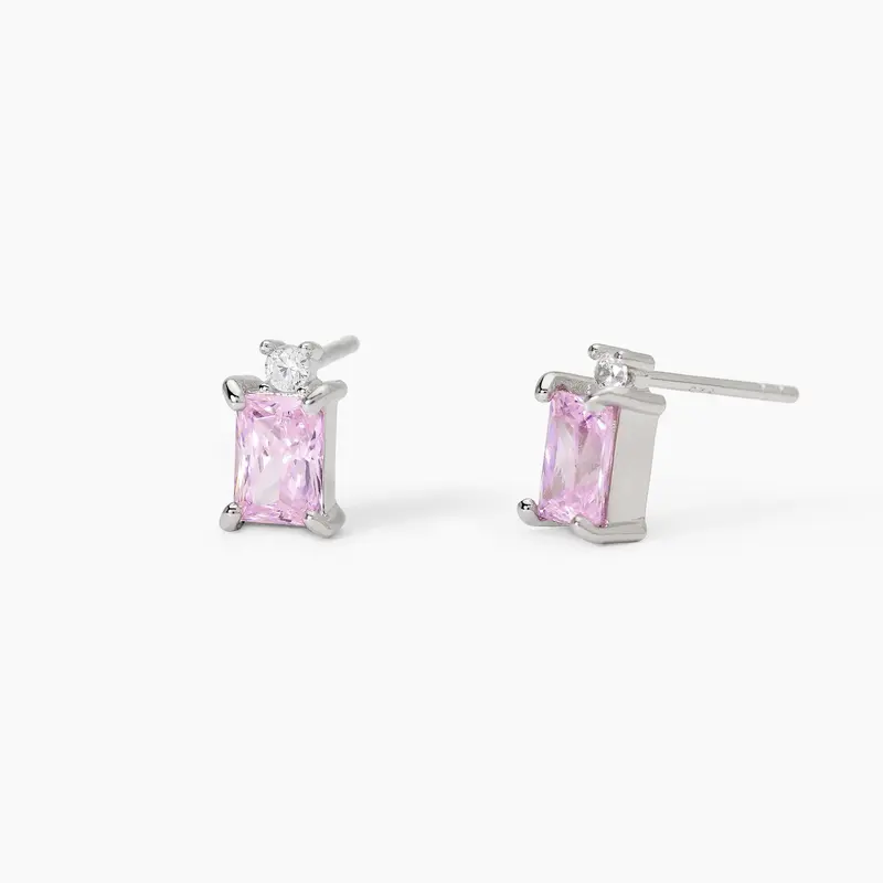 Pendientes Mabina de plata con circonita rosa talla princesa LATIDO 563719