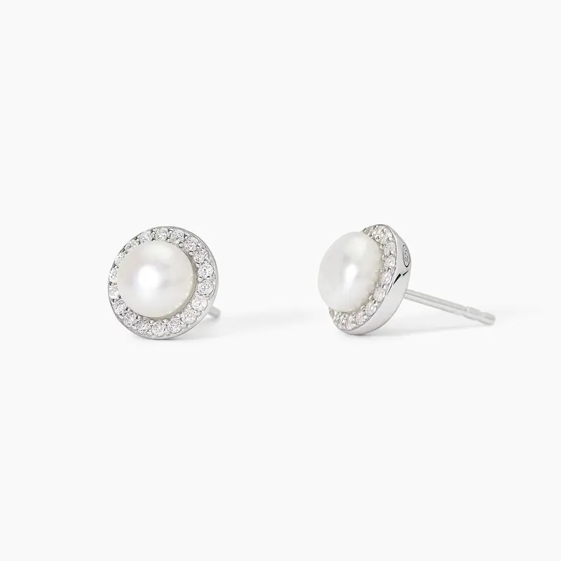 Pendientes Mabina de plata con perlas cultivadas y circonitas MILANESIENNE 563745