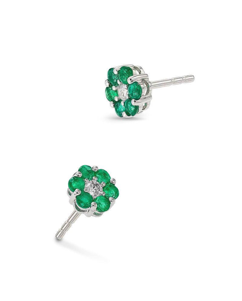 Pendientes Margaux esmeralda y diamante, oro blanco