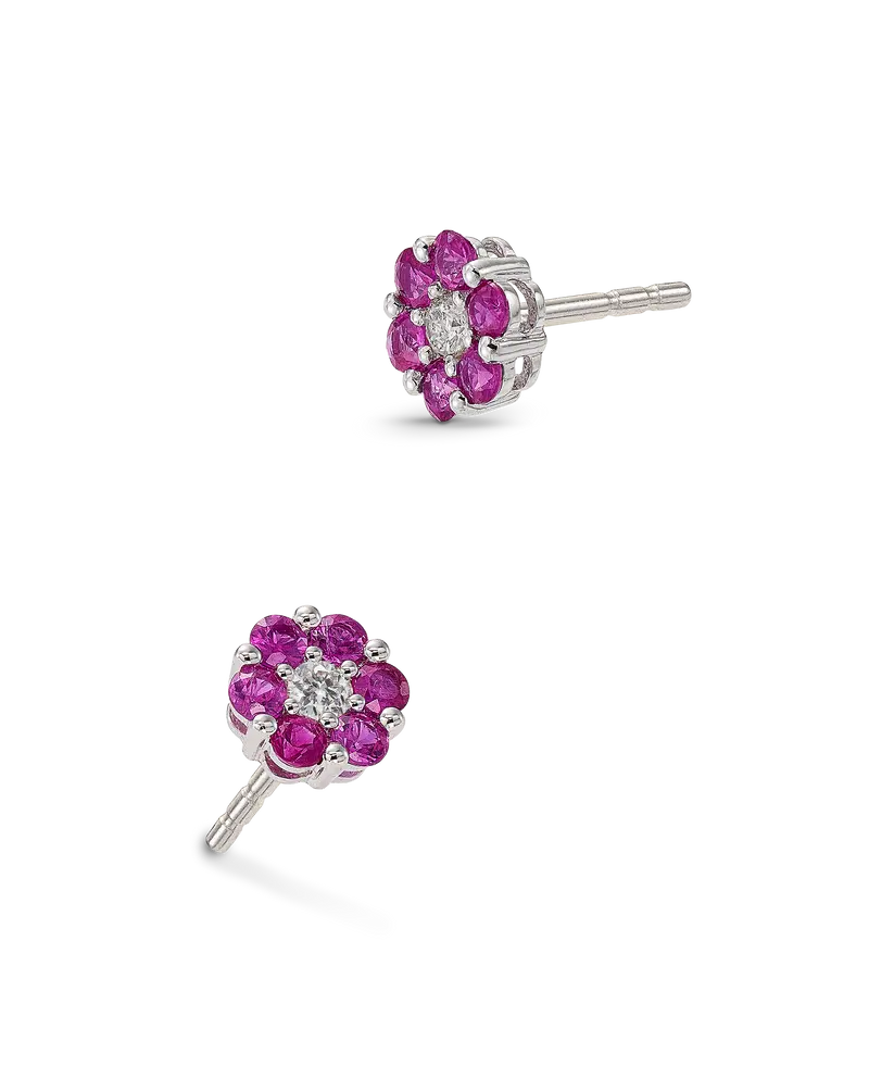 Pendientes Margaux rubí y diamante, oro blanco