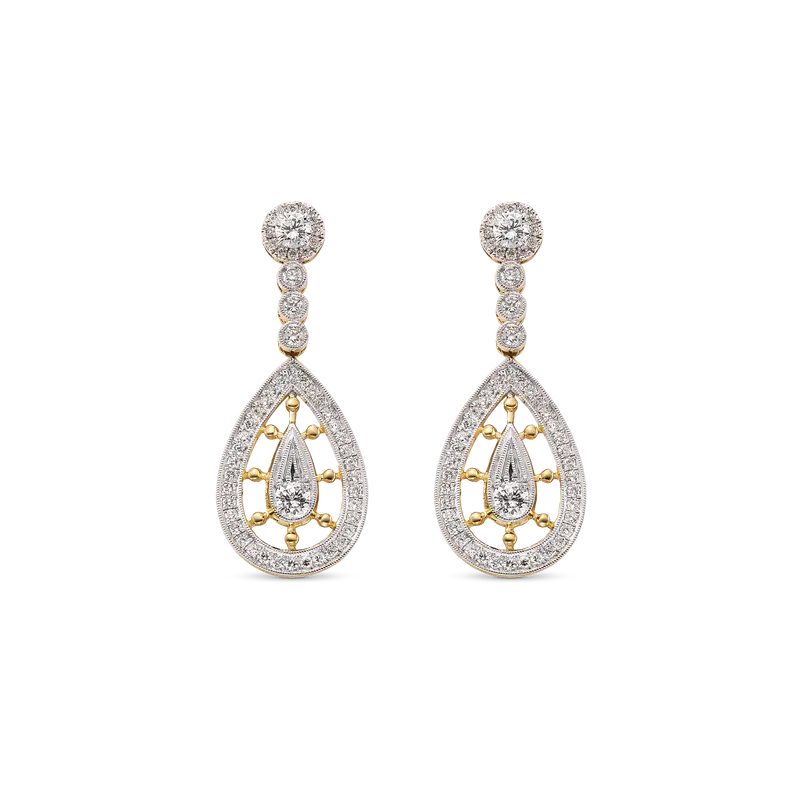 Pendientes María diamantes, oro bicolor