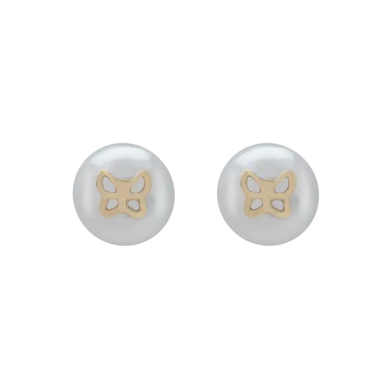 Pendientes Mariposa perlas 11 mm, oro