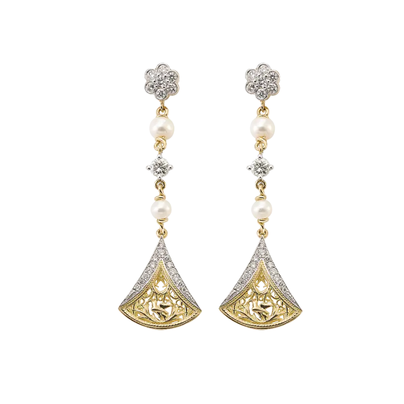 Pendientes Medina diamantes y perlas, oro