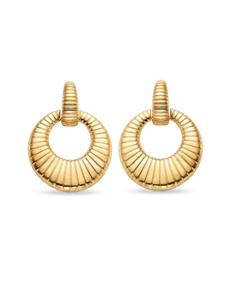 Pendientes Met, plata dorada