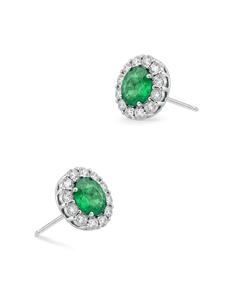 Pendientes Mini Beauty esmeraldas y diamantes, oro blanco