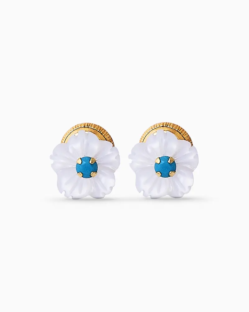 Pendientes nácar y turquesa, oro