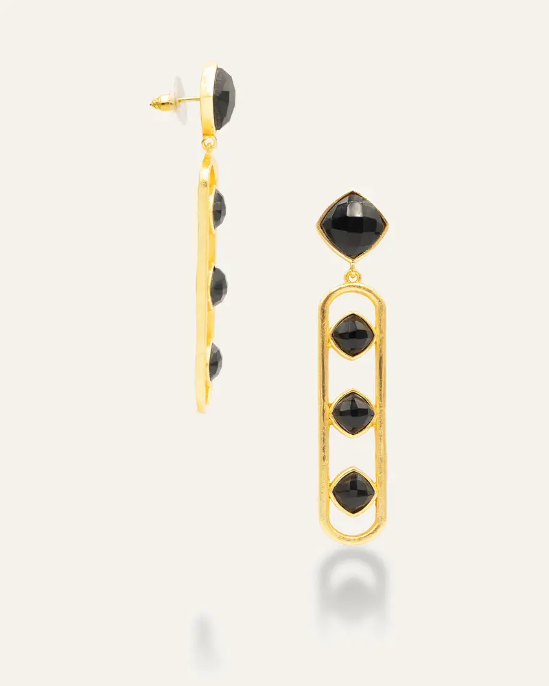 Pendientes Naisha Dorados Ónix Negro