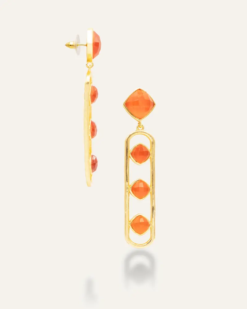 Pendientes Naisha Dorados Rhodocrosite
