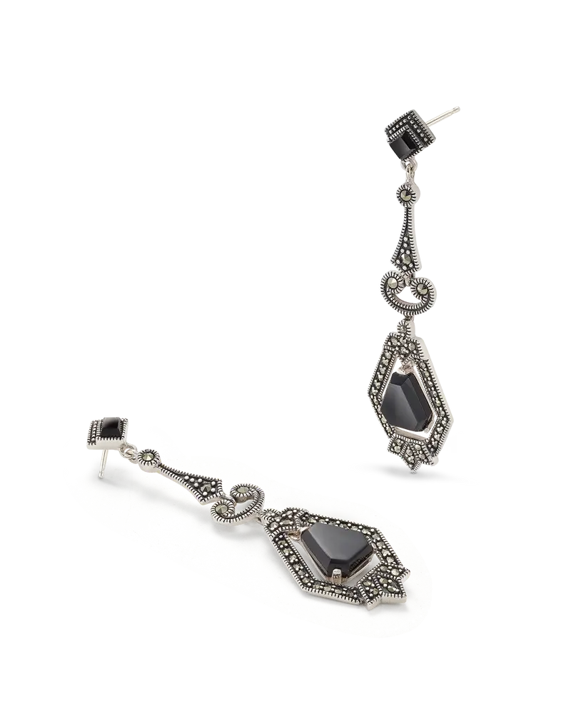 Pendientes Neru Ónix, plata