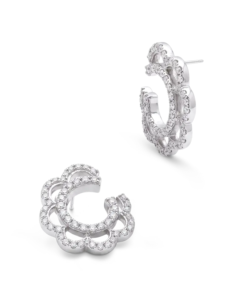 Pendientes Ondas diamantes, oro blanco