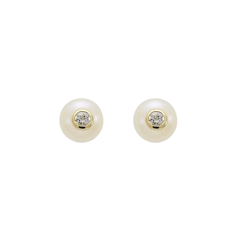 Pendientes oro amarillo, perlas 5mms