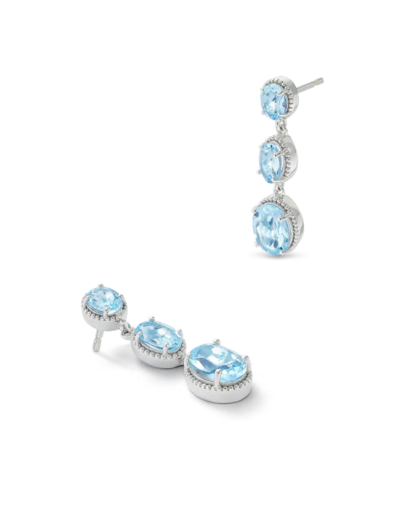 Pendientes Oval topacio azul, plata