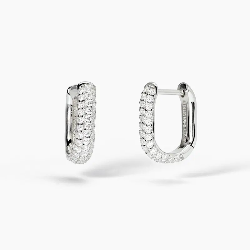 Pendientes ovalados Mabina de plata con pavé COSTURA 563728