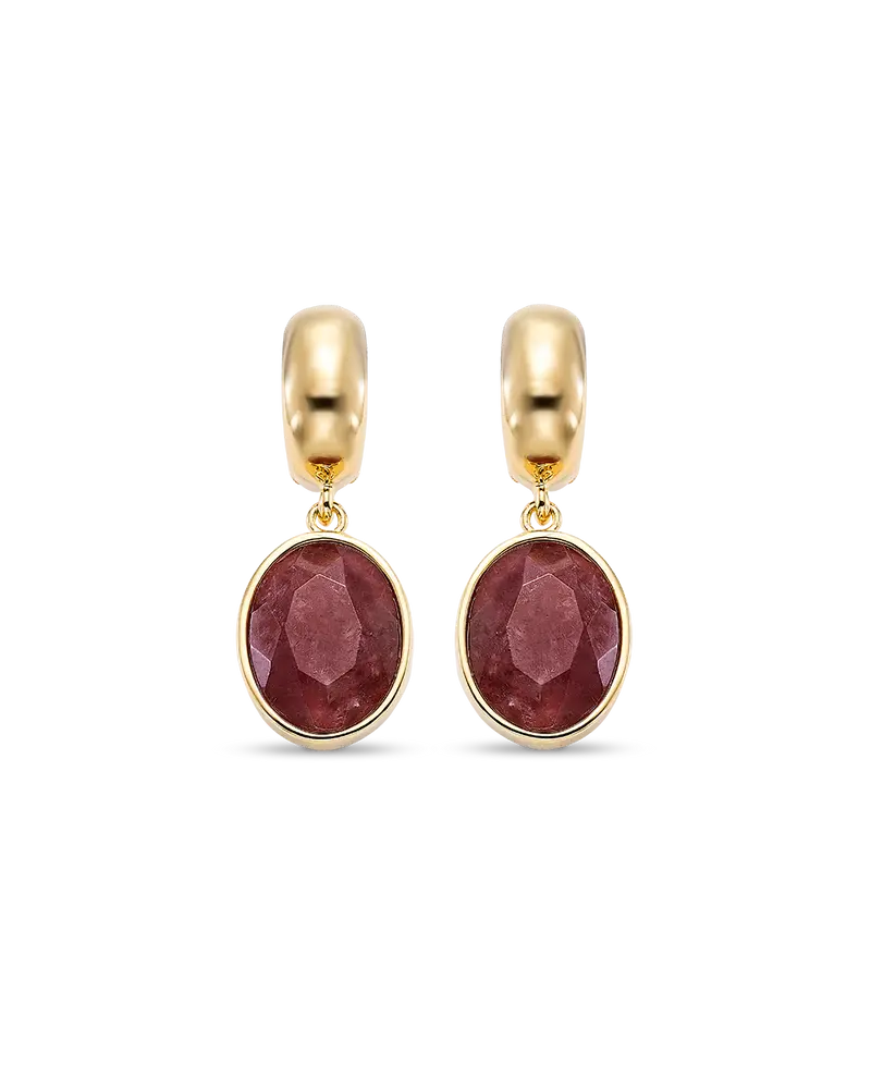 Pendientes Percy cuarzo rojo, plata dorada