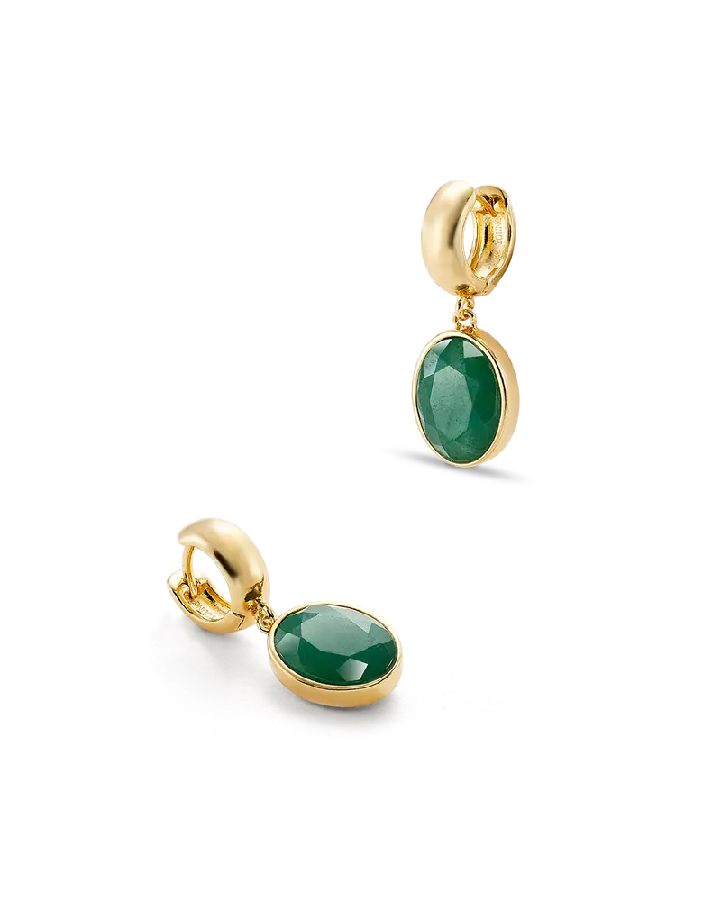 Pendientes Percy cuarzo verde, plata dorada