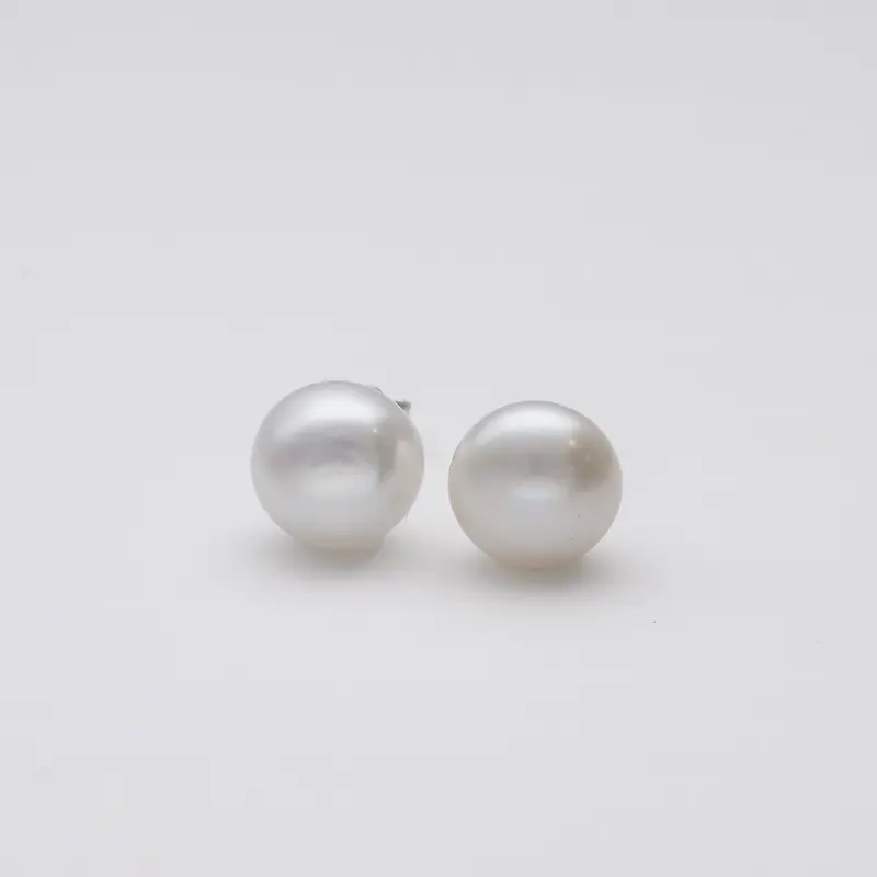 Pendientes perla botón 12-13 mm AAA