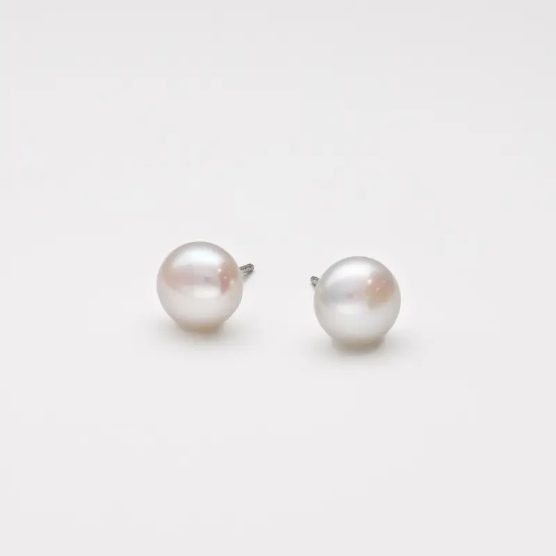 Pendientes perla botón 9-10 mm AAA