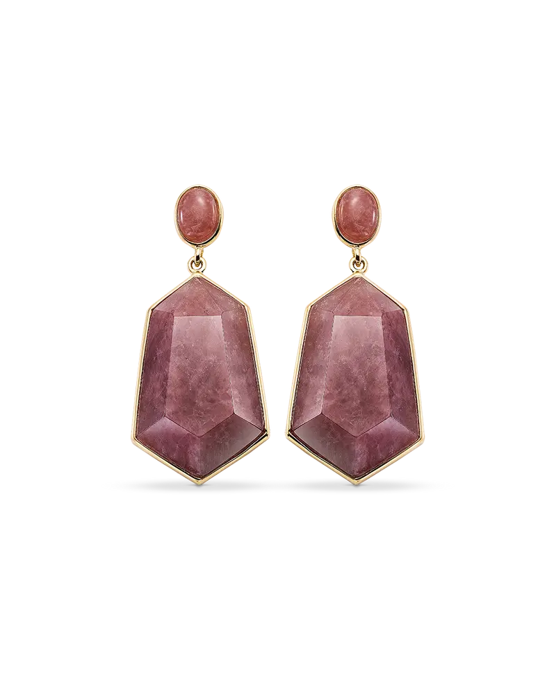 Pendientes Sidney cuarzo rojo, plata dorada