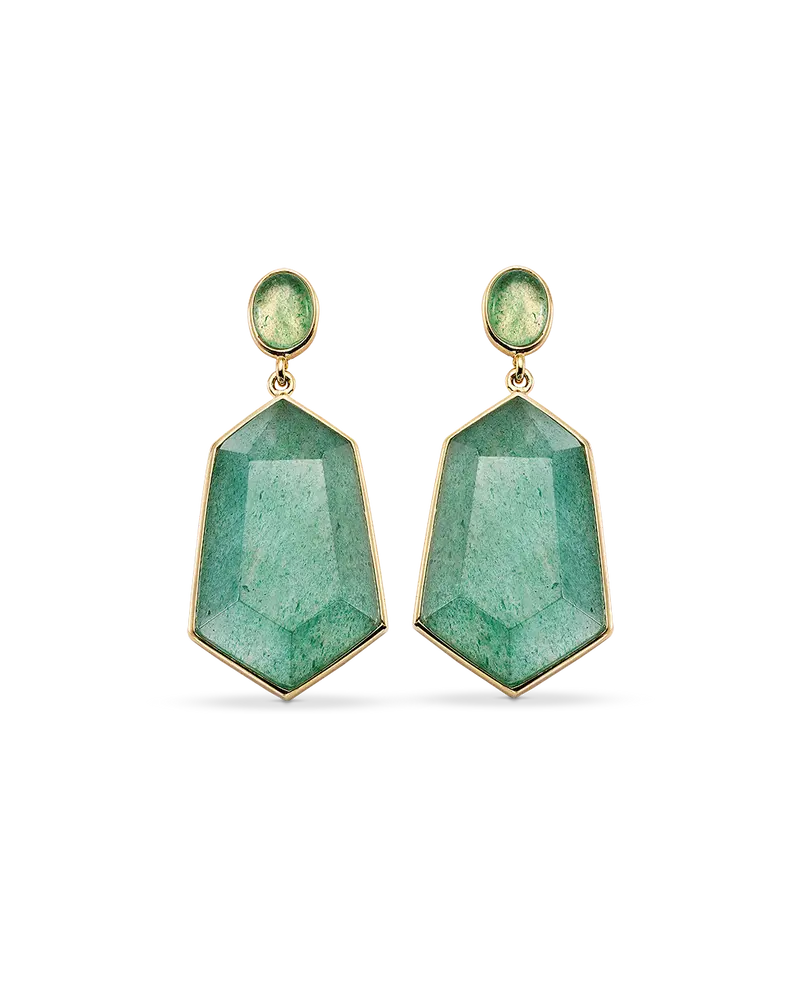 Pendientes Sidney cuarzo verde, plata dorada
