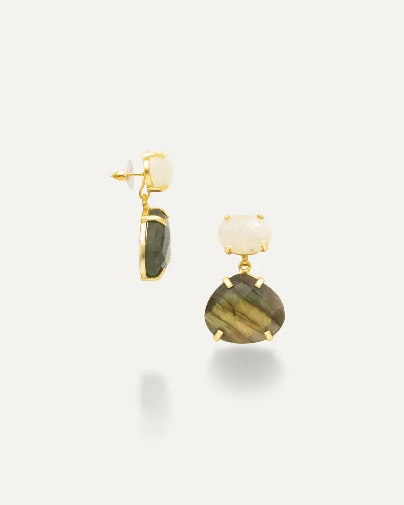 Pendientes Sona Dorados Piedra Luna Labradorita