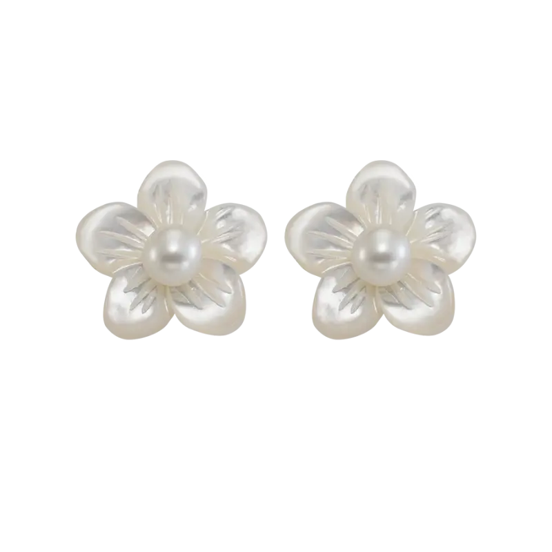 Pendientes Sweet Flower madreperla, oro