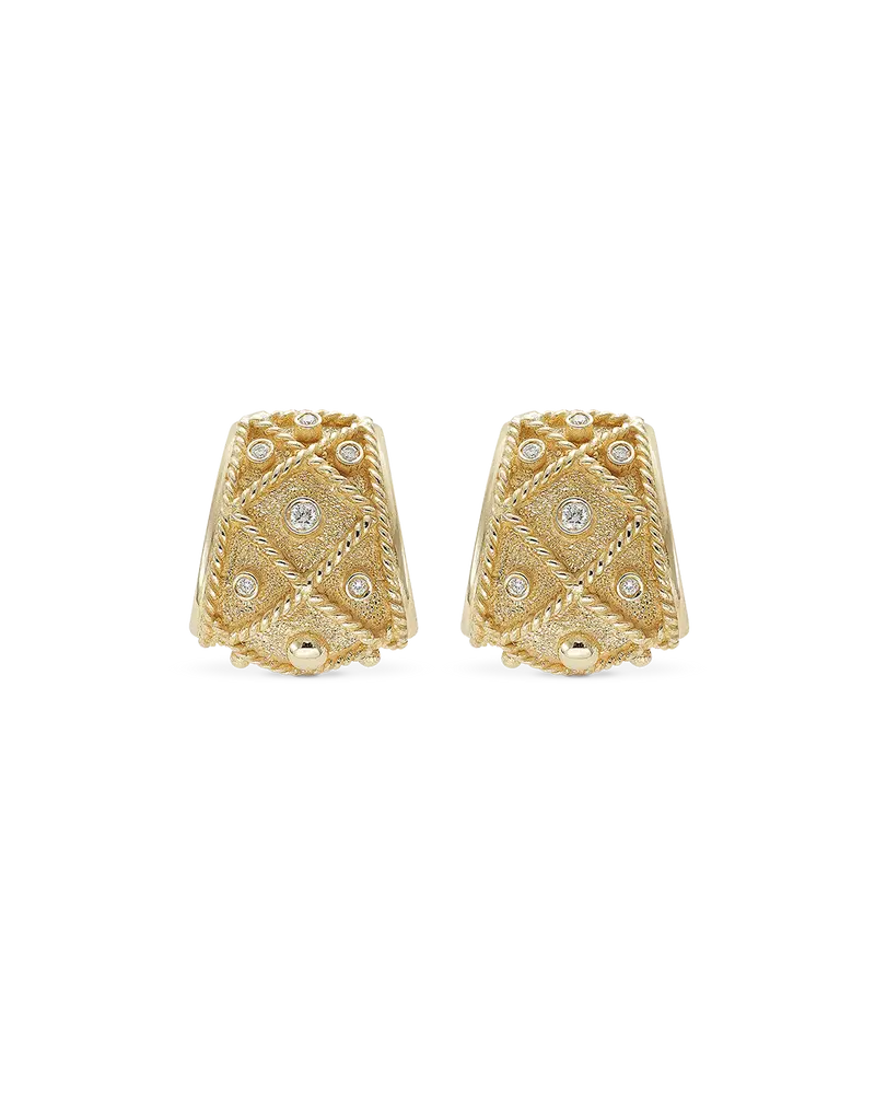 Pendientes Tambor mini, oro amarillo y diamantes
