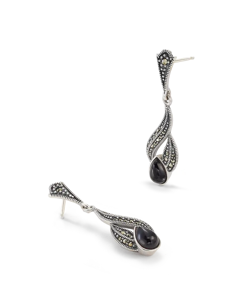 Pendientes Tian Ónix, plata