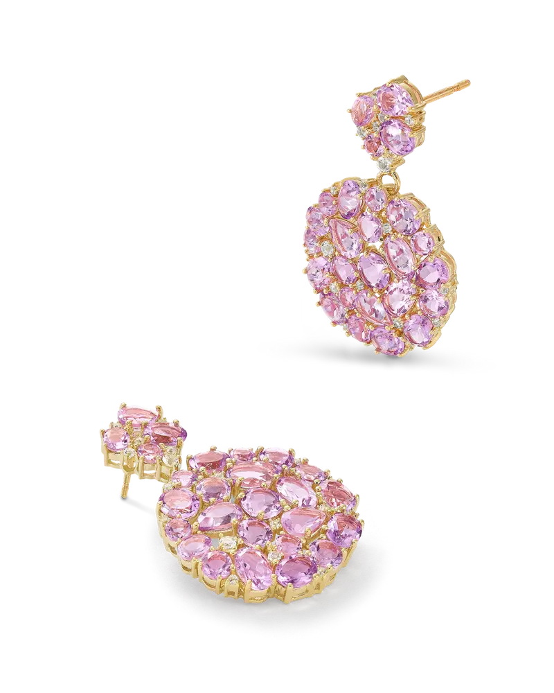 Pendientes Tutti Frutti amatista, plata dorada