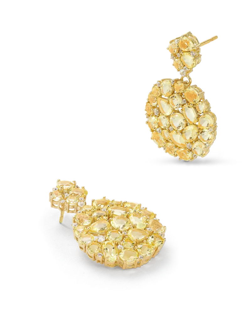Pendientes Tutti Frutti cuarzo limón, plata dorada