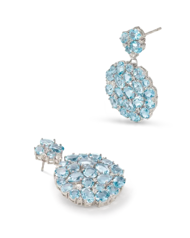 Pendientes Tutti Frutti topacios azules, plata