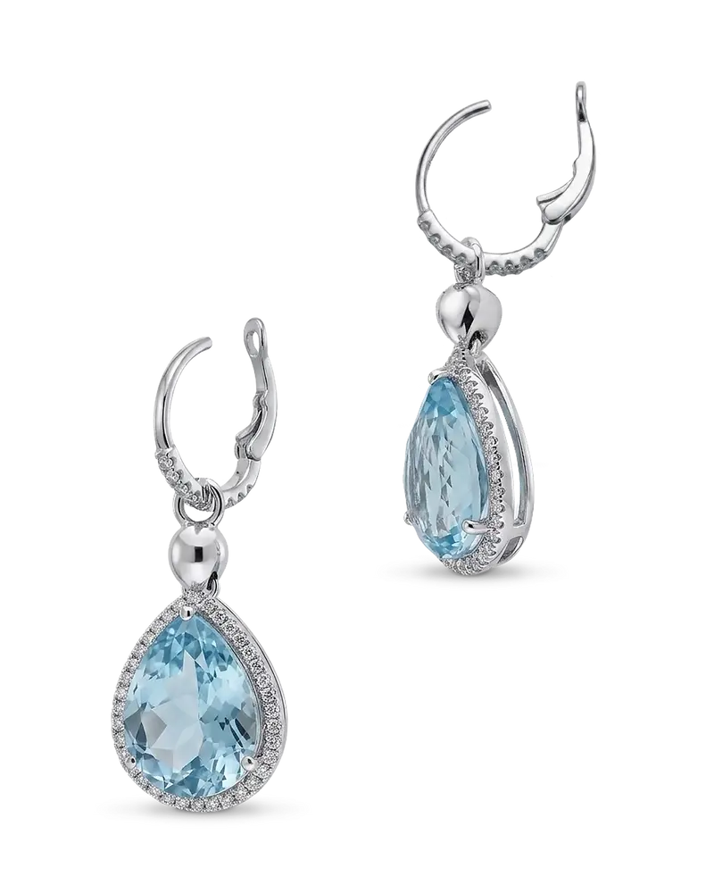 Pendientes Victoria desmontables topacios azules y diamantes, oro blanco