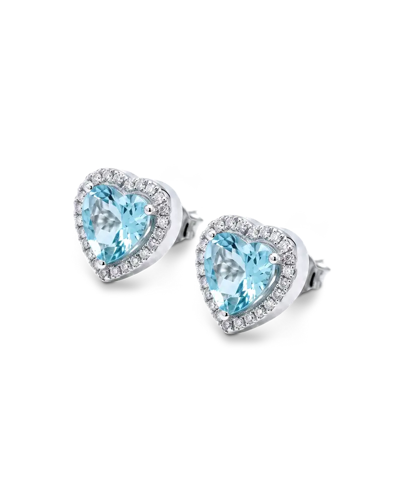 Pendientes Victoria Heart topacios azules y diamantes, oro blanco
