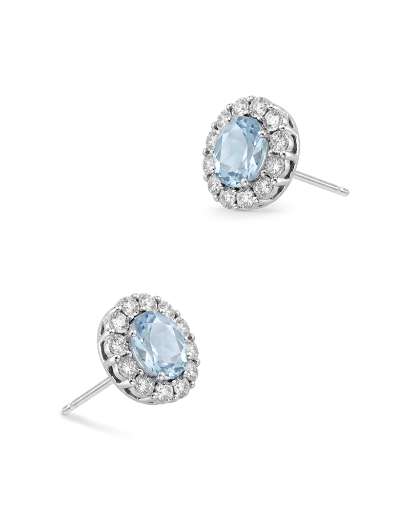 Pendientes Victoria Mini topacios azules y diamantes, oro blanco
