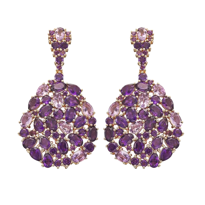 Pendientes Vivaci amatista, plata rosa