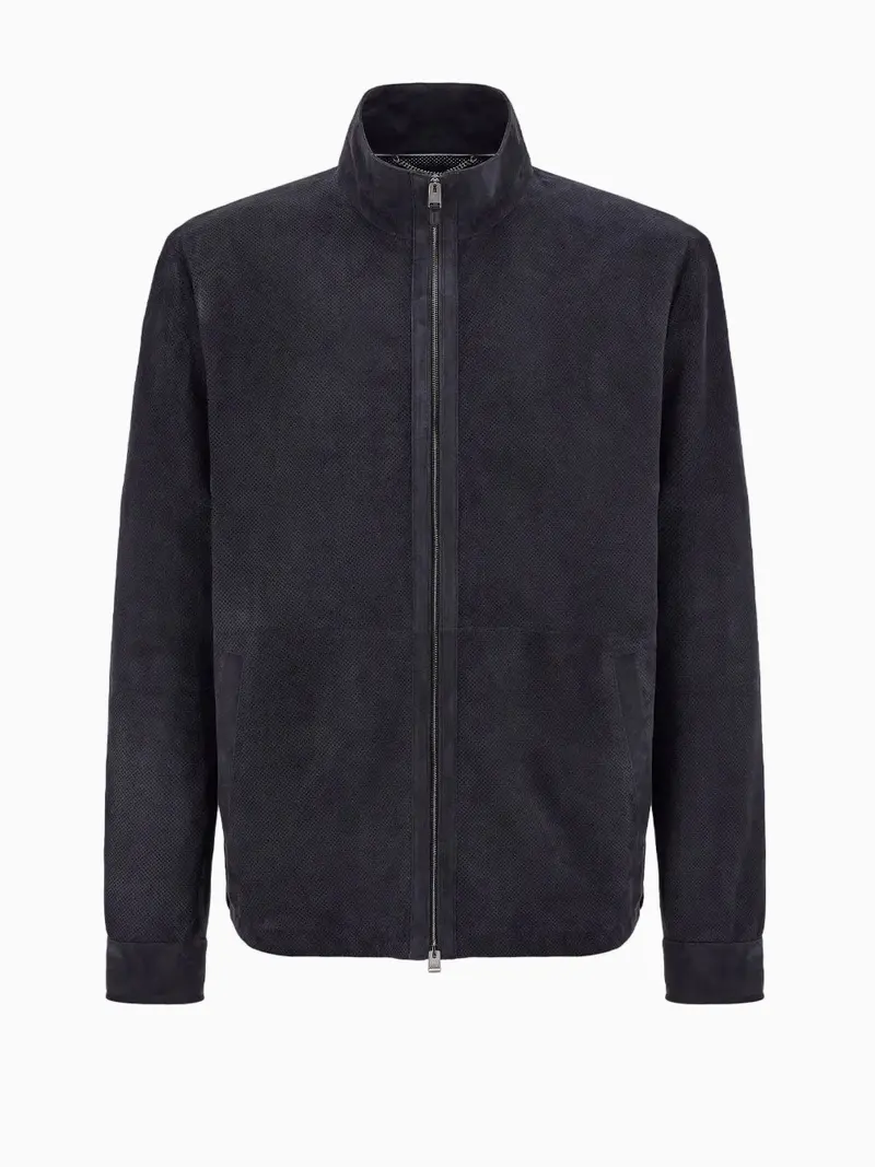 Perforated suede jacket