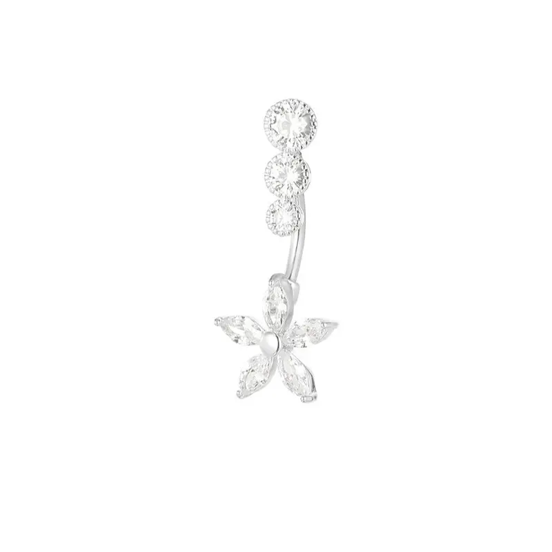 Piercing del ombligo en forma de flor y con circonitas  - mbyou