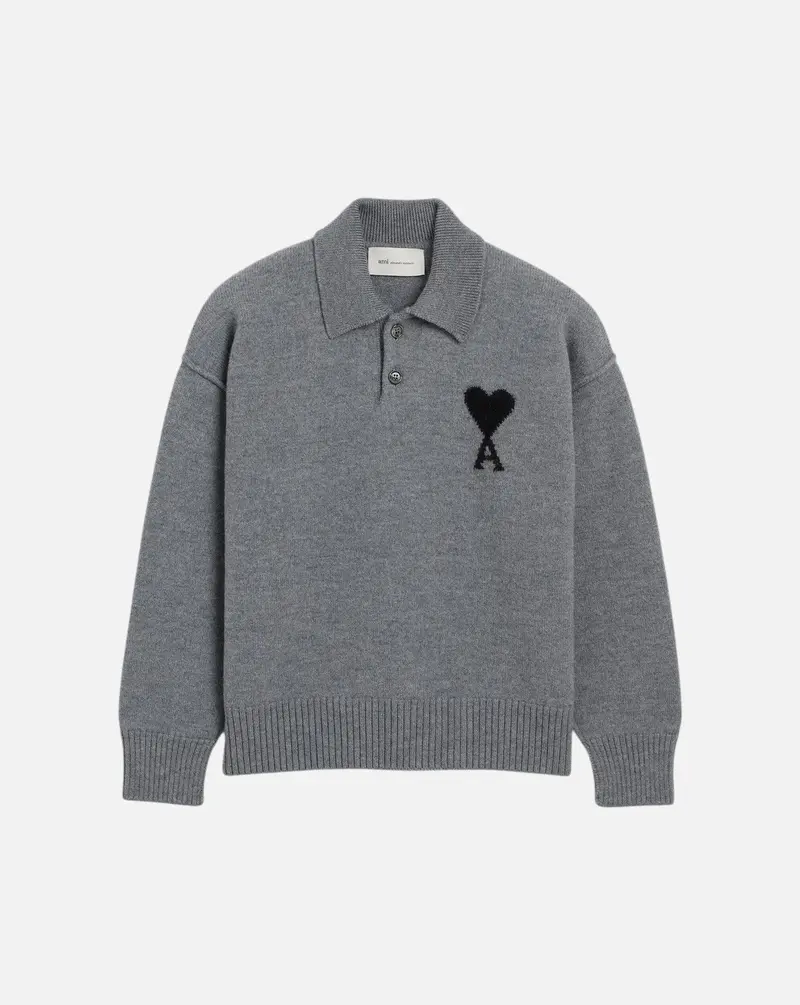 Polo Ami Paris Quota Sweater with Contrasted Ami de Coeur