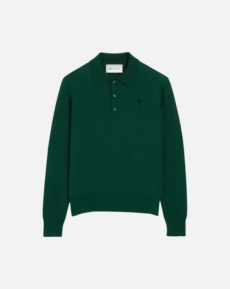 Polo Ami Paris Sweater with Contrasted Ami de Coeur
